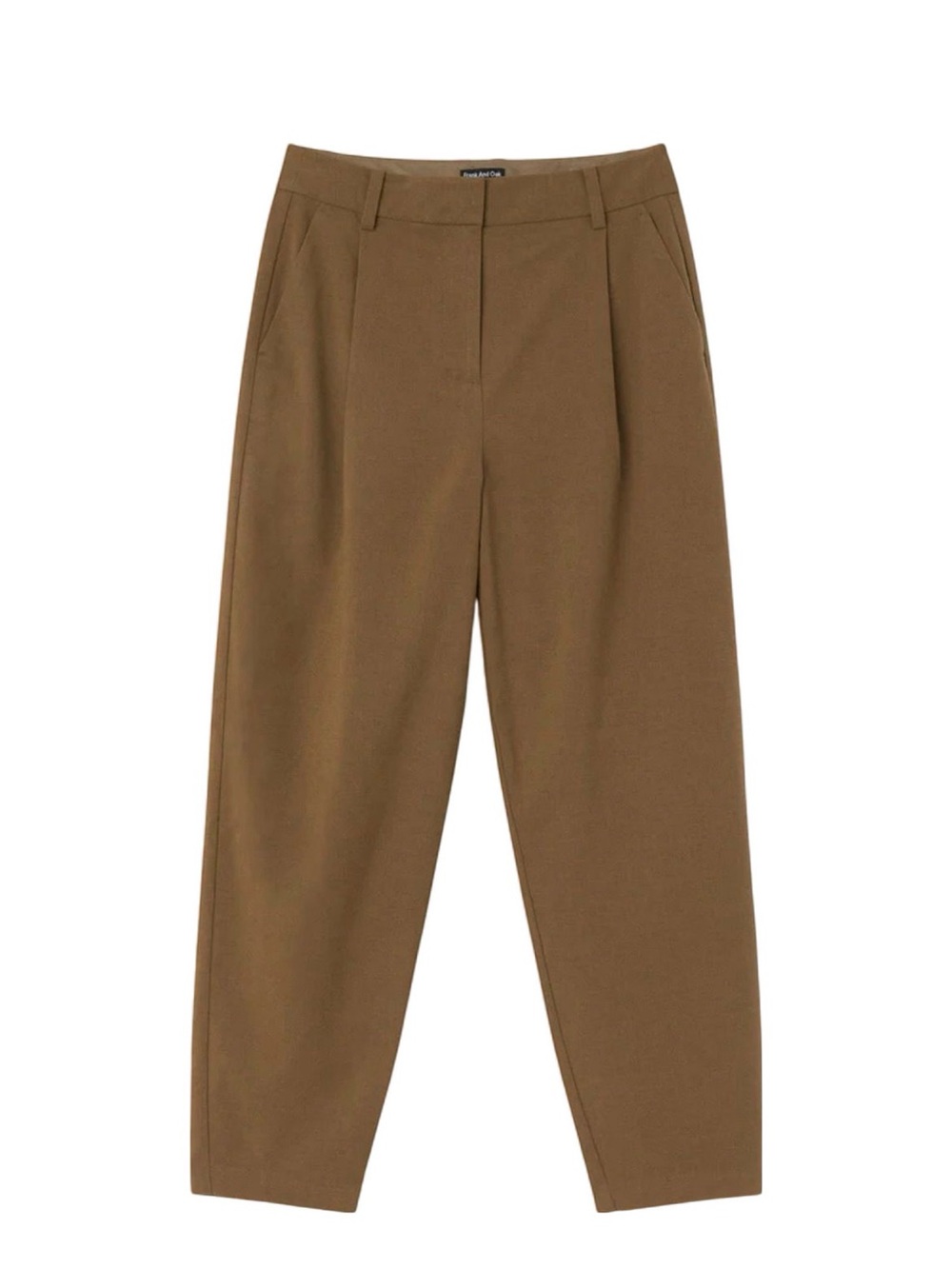 Frank & Oak Women's High-Rise Tapered Trousers in Brown